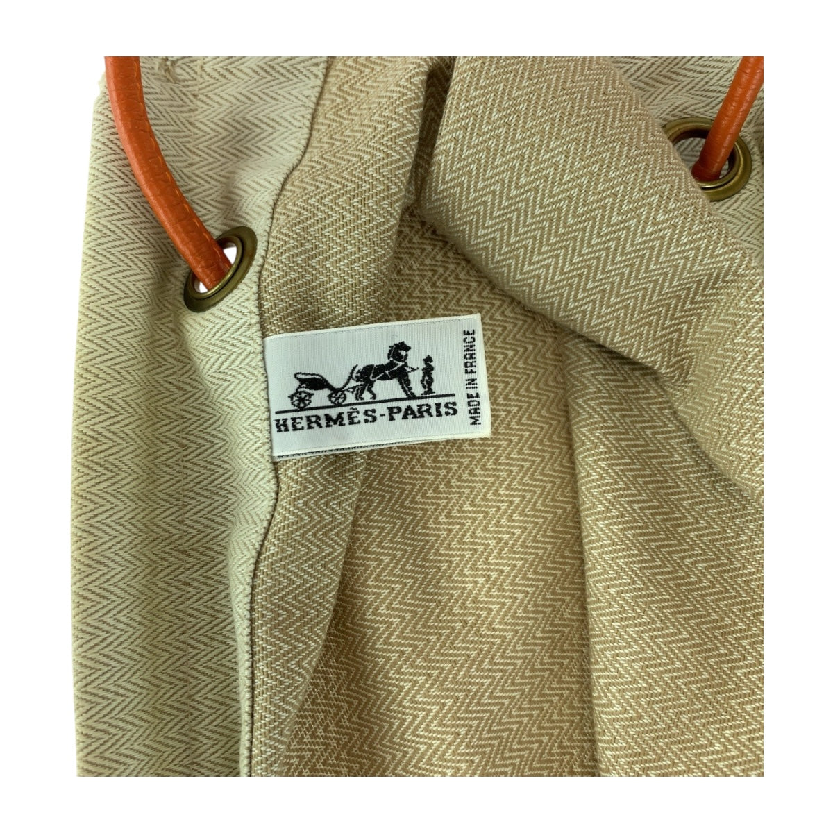HERMES Tote Bag canvas White Orange Gold Alain GM
