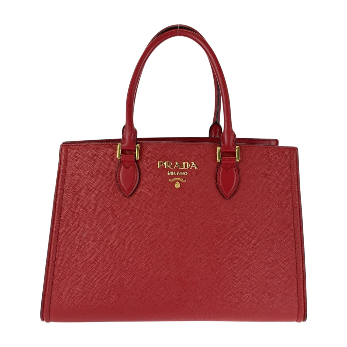 PRADA Handbag leather Red Gold Metal Safiano