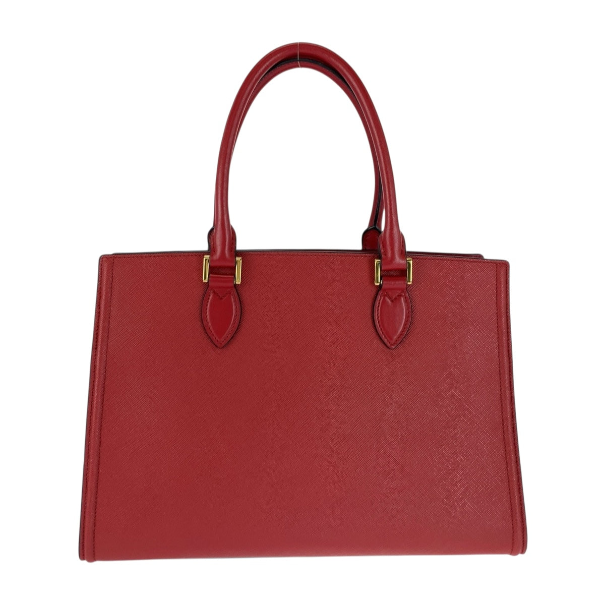 PRADA Handbag leather Red Gold Metal Safiano