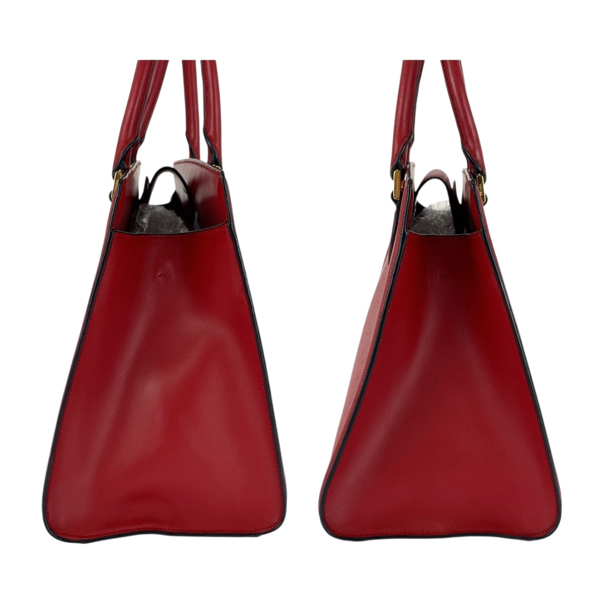 PRADA Handbag leather Red Gold Metal Safiano