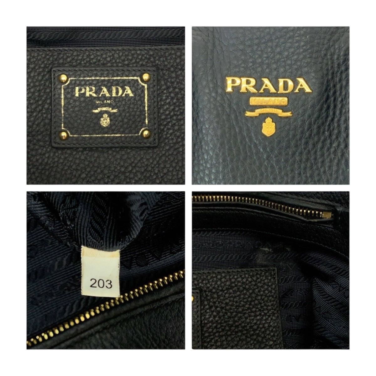 PRADA Tote Bag leather Black GoldMetal Vitterodino