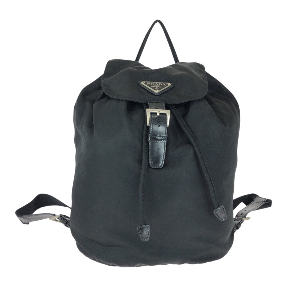 PRADA Backpack Nylon Black SilverMetal Test Triangle With logo