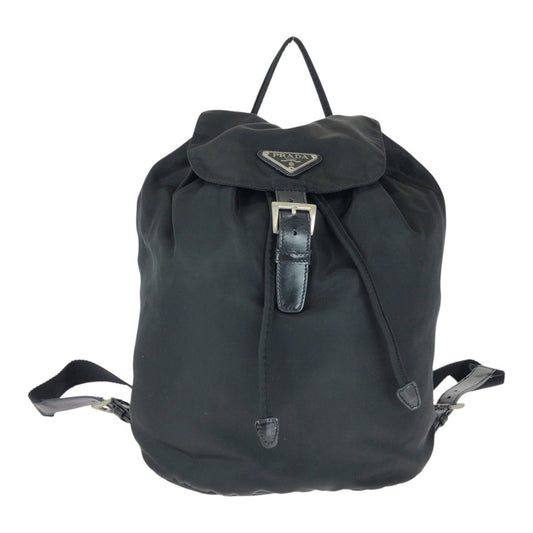 PRADA Backpack Nylon Black SilverMetal Test Triangle With logo