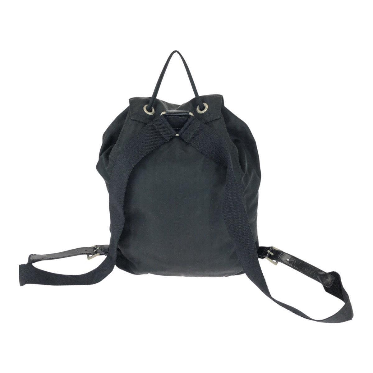 PRADA Backpack Nylon Black SilverMetal Test Triangle With logo