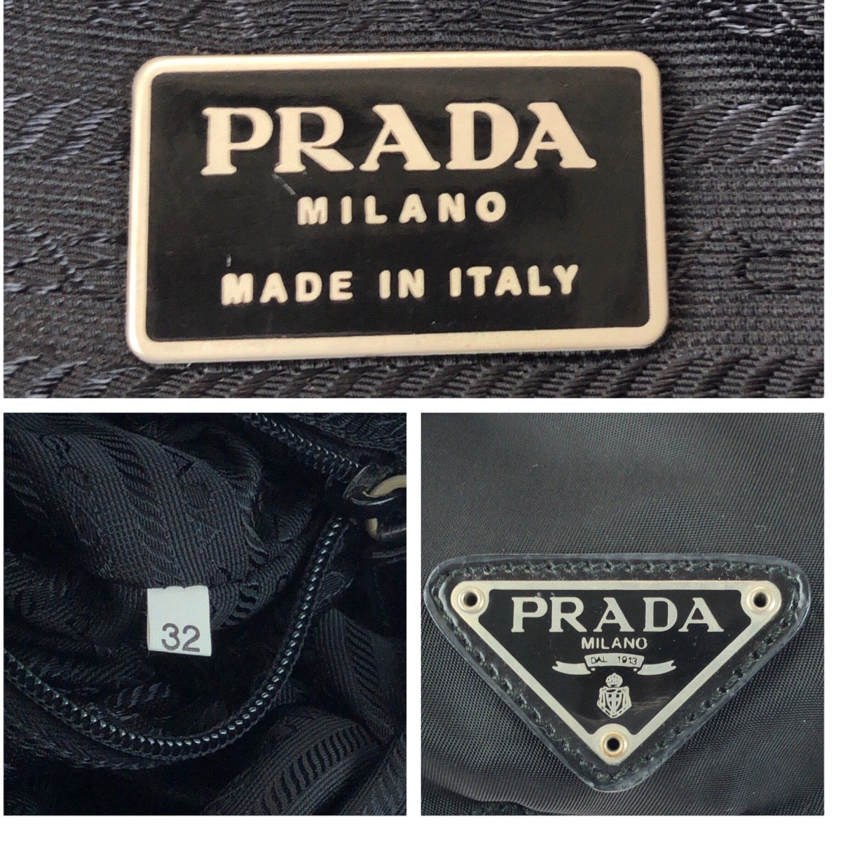 PRADA Backpack Nylon Black SilverMetal Test Triangle With logo