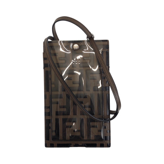 FENDI Mobile phones and smartphone accessories 7AR737 A5TL leather Brown Silver Metal Zucca Pattern