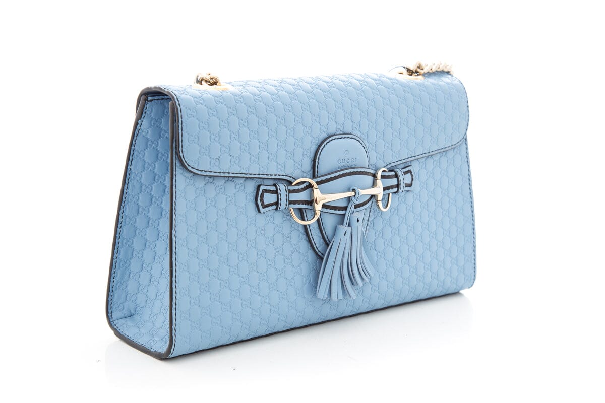 Gucci Guccissima Blue Leather Chain Handbag