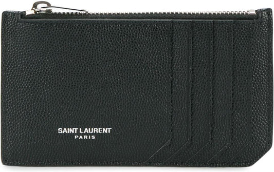 Luxury Saint Laurent Trending 2026 Men's Leather Card Holder in Black | 609362BTY0N