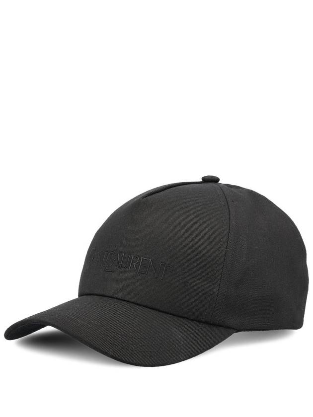 Luxury Saint Laurent Trending 2026 Embroidered Logo Gabardine Weave Cotton Ball Cap Black
