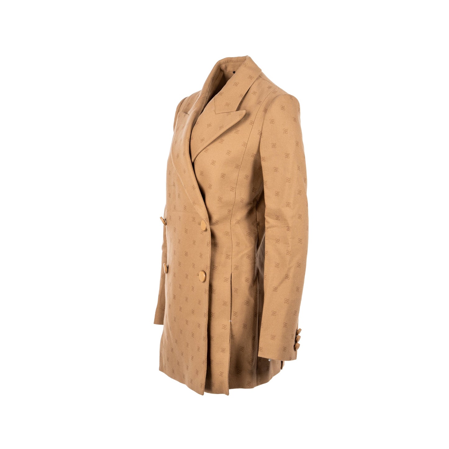 Fendi size 36 karligraphy motif double-breasted blazer laine wool brown