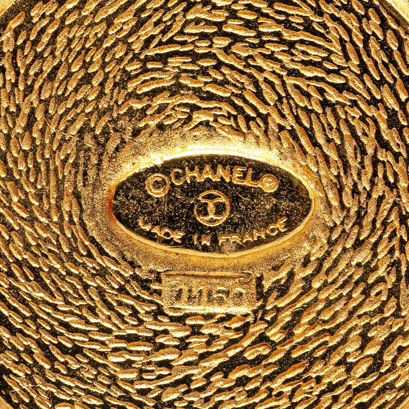 Chanel Gold Plated Cambon Round Brooch Classic Flap Tote