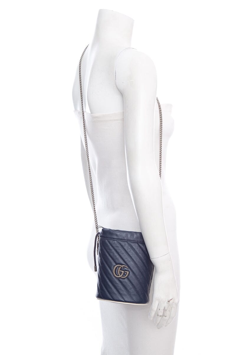 Gucci GG Marmont Navy Bucket Bag