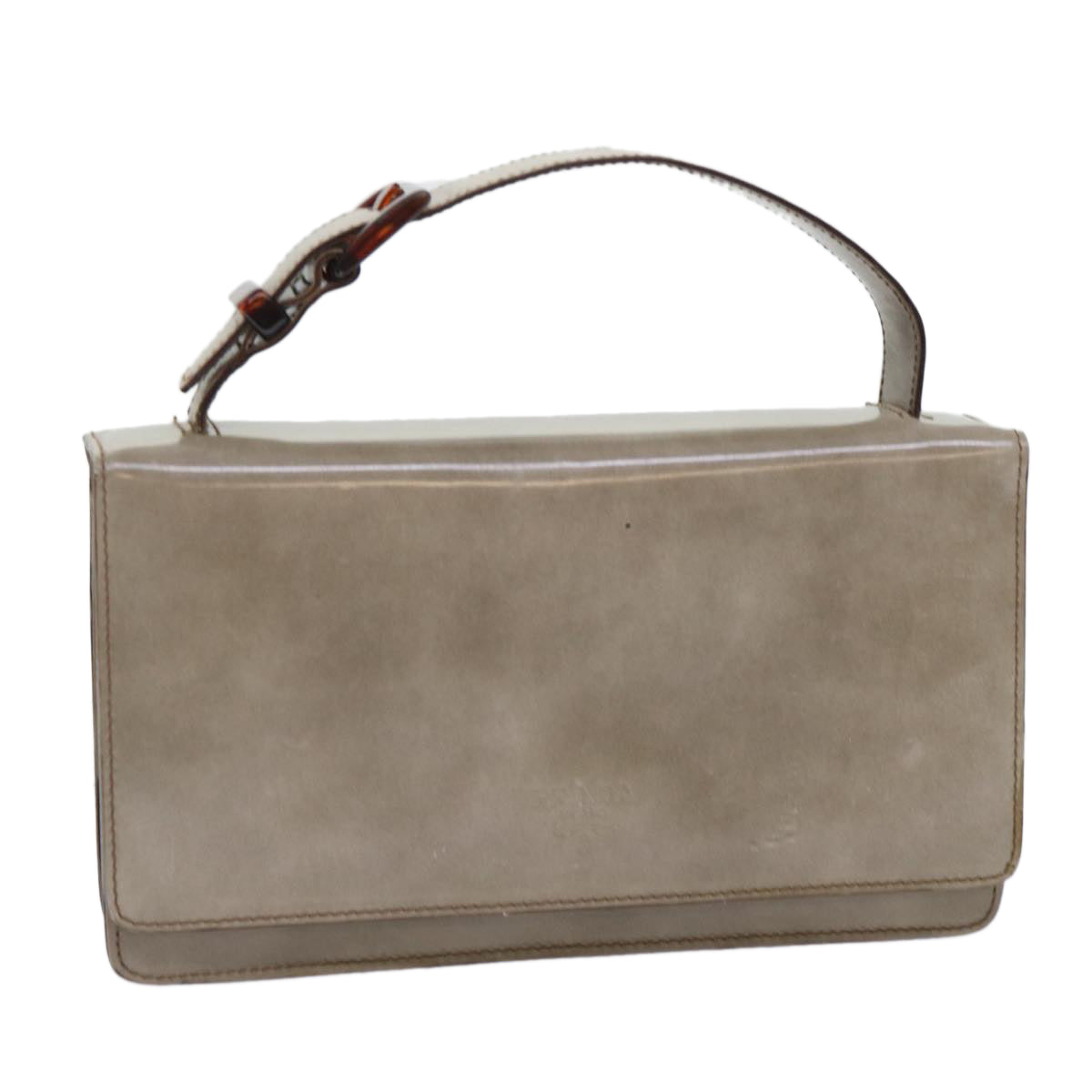 PRADA Hand Bag Patent leather Beige Auth