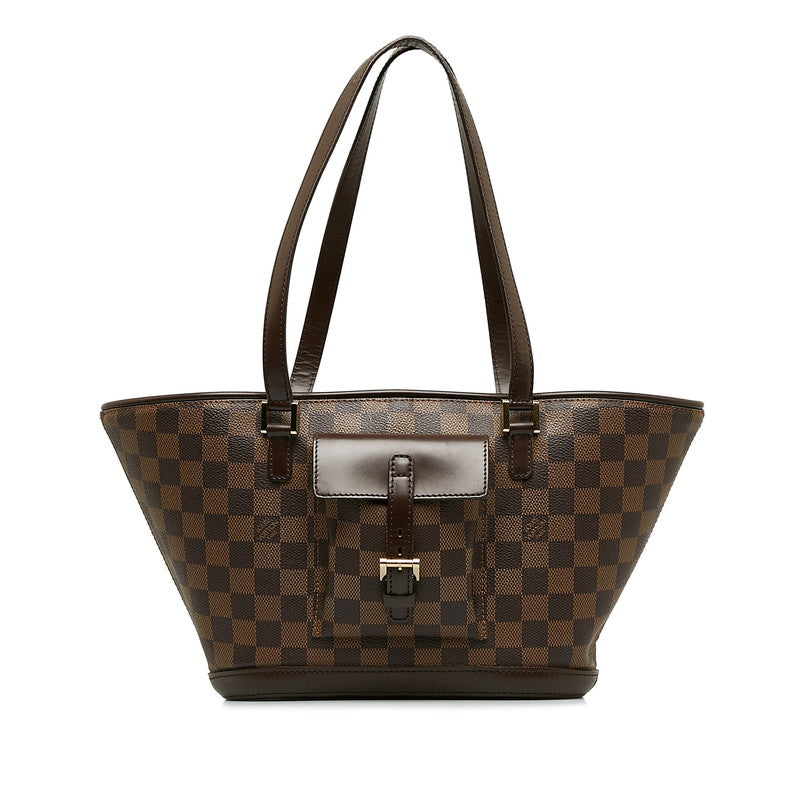 Louis Vuitton PM Handbag Brown PVC Leather Lady Louis Vuitton