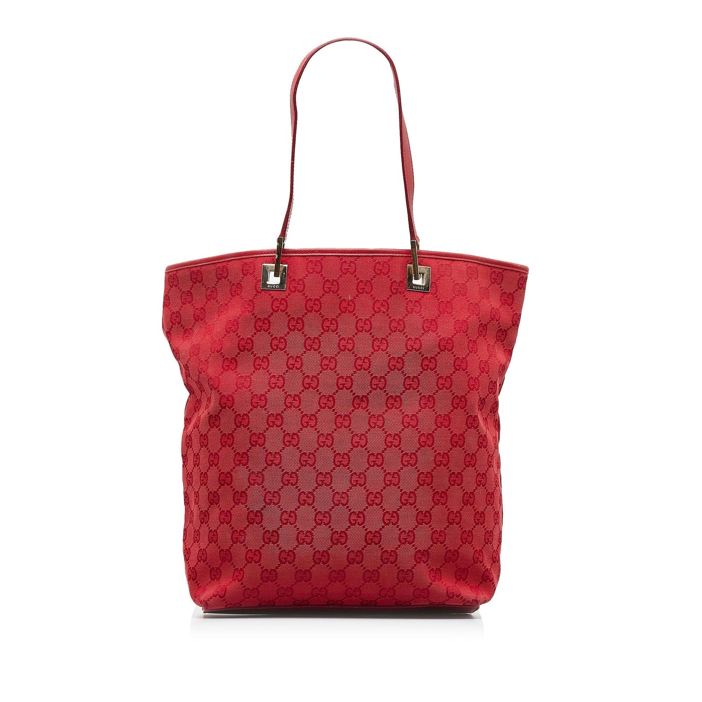 Gucci Red Leather Canvas Tote Style 2