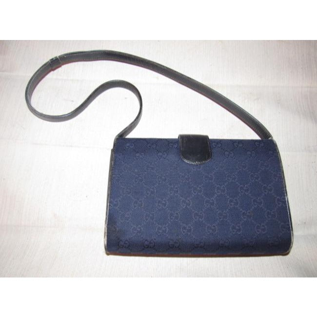 Gucci Envelope Leather Canvas Shoulder Bag