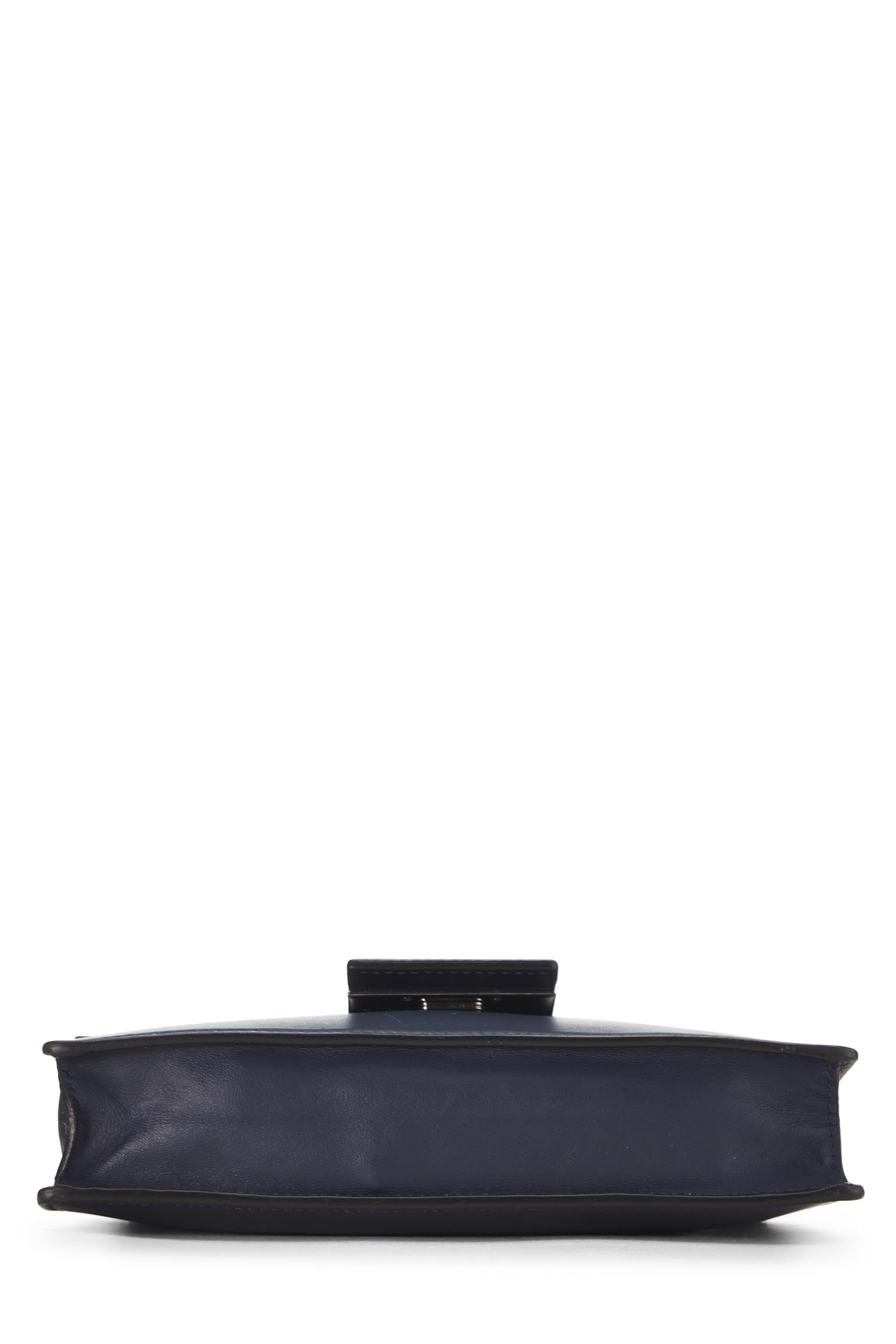 Fendi, Navy Leather Flat Baguette Bag Medium, Navy