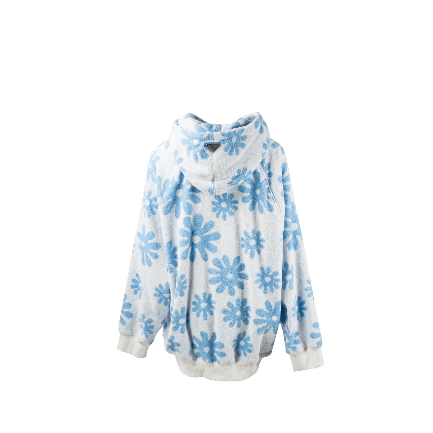 Prada size flower print drawstring hoodie Cotton multicolour light blue / white
