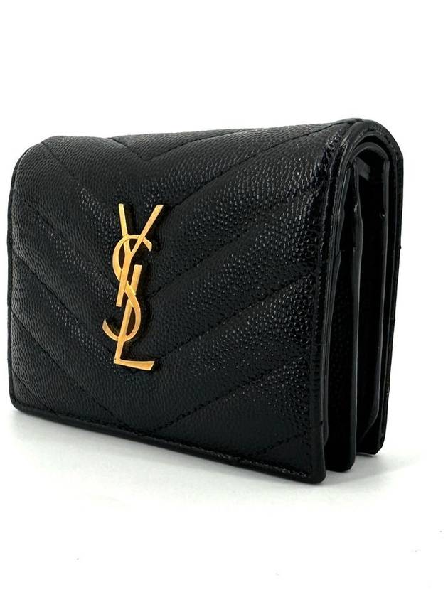 Luxury Saint Laurent Trending 2026 Monogram gold flap card wallet 530841
