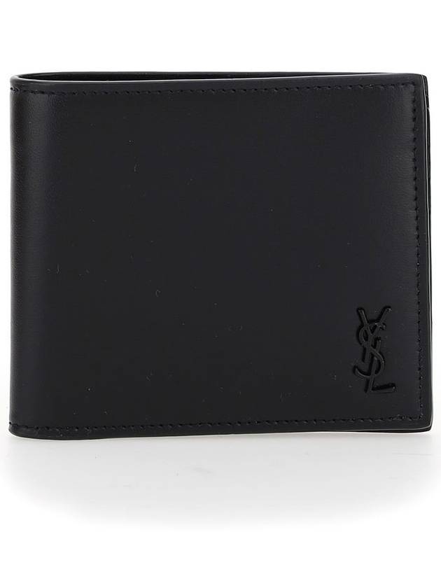 Luxury Saint Laurent Trending 2026 Tiny Cassandre Monogram Half Wallet Black