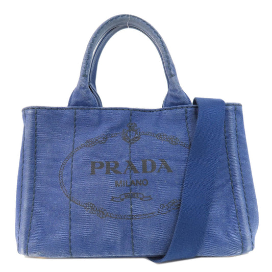 PRADA Handbag canvas blue Canapa mini 2 WAY
