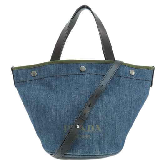 PRADA Handbag denim Navy Bucket type