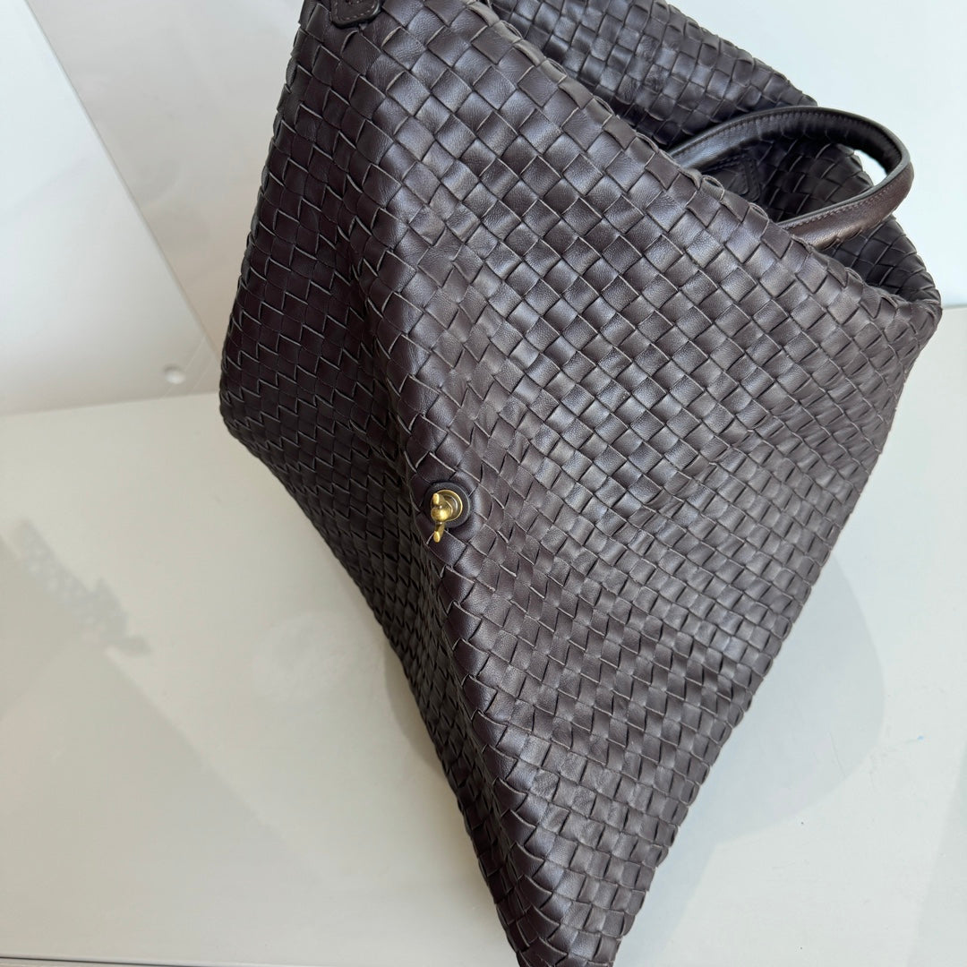 Bottega Veneta Maxi Convertible Tote Bag Dark Chocolate Brown Leather Two-way Carry 50cm