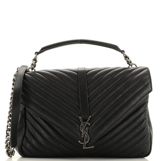 Luxury Saint Laurent Trending 2025 Classic Monogram College Bag Matelasse Chevron Leather Large