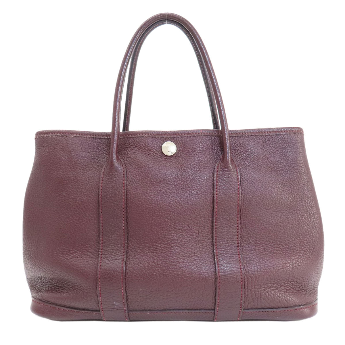 HERMES Handbag Taurillon Clemence Red Garden Party TPM Bordeaux SilverMetal Women