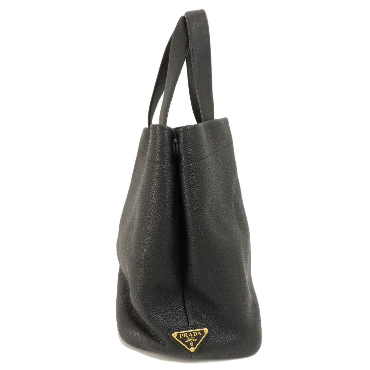 PRADA Tote Bag leather black logo