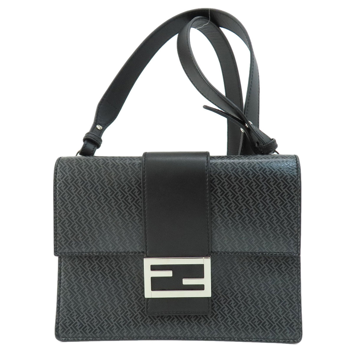 FENDI Shoulder Bag leather black logo