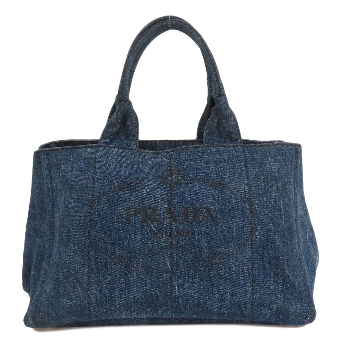 PRADA Tote Bag denim blue Canapa