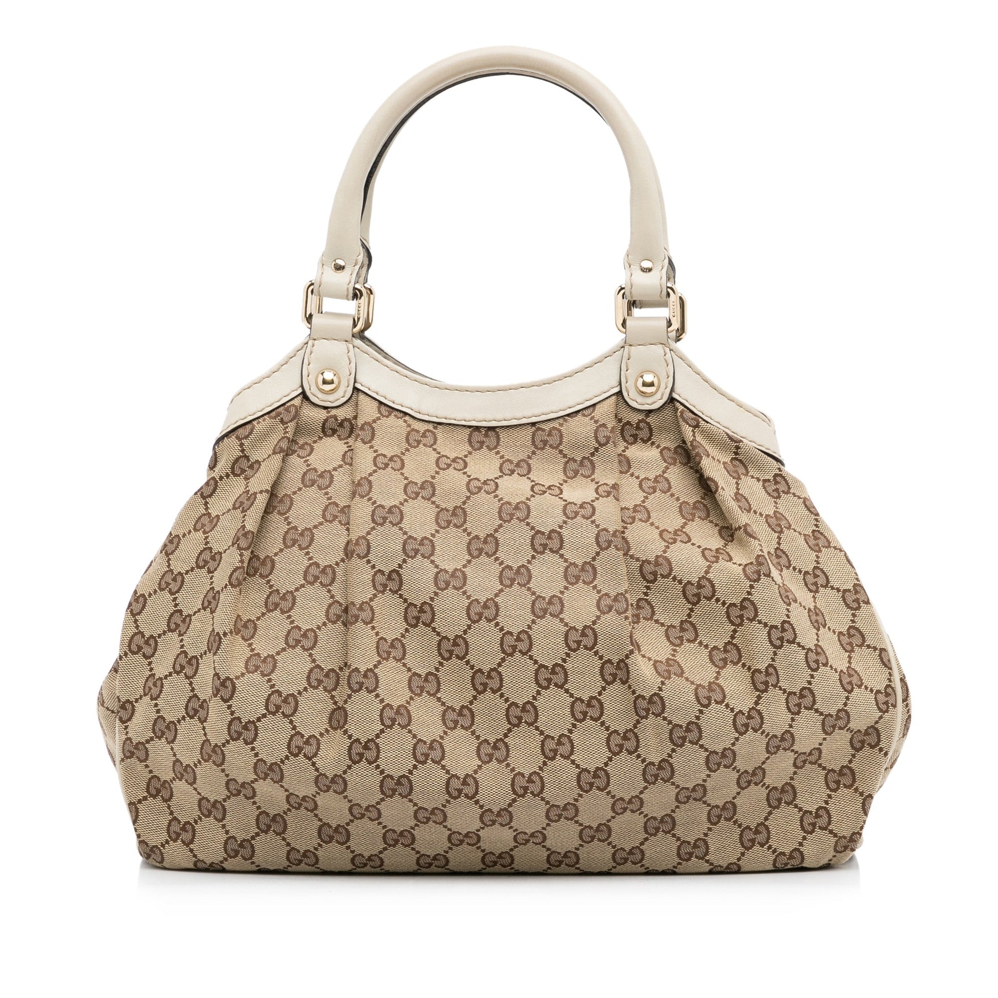 Gucci Sukey Tan Leather Canvas Tote