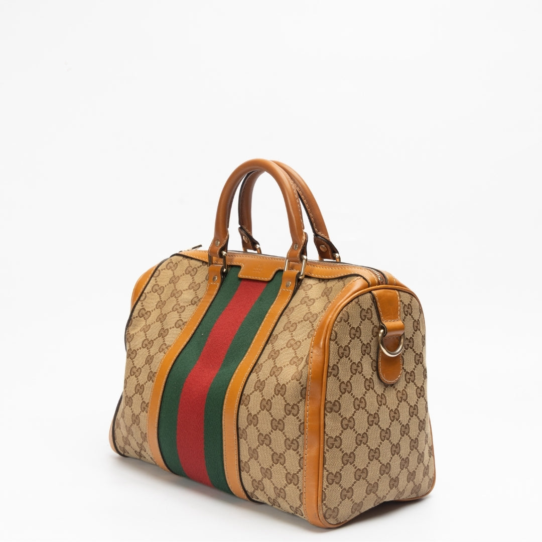 Gucci Leather Canvas Handbag