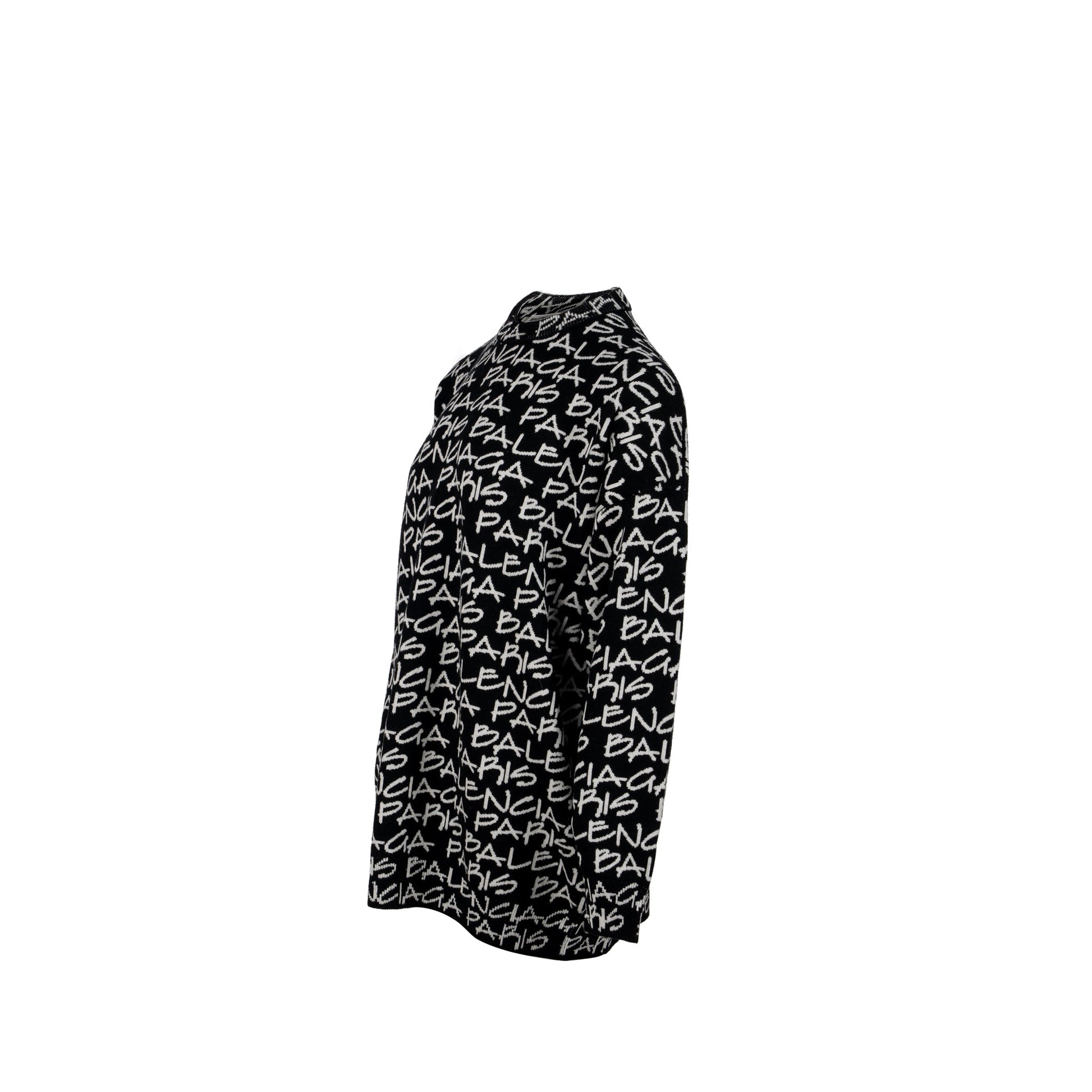 Balenciaga Size M Long Sleeve Sweater Virgin Wool Black/White