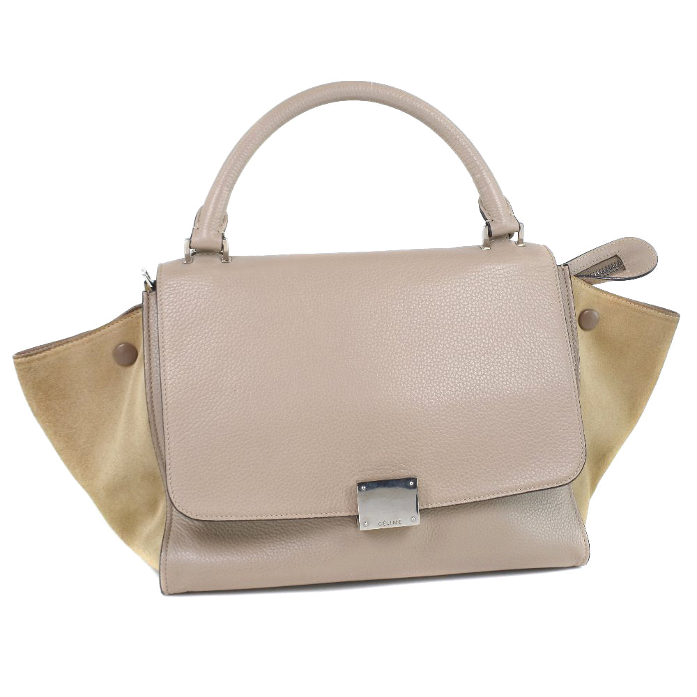 CELINE Handbag . Leather, Suede pink beige 2WAYShoulder Trapeze Women