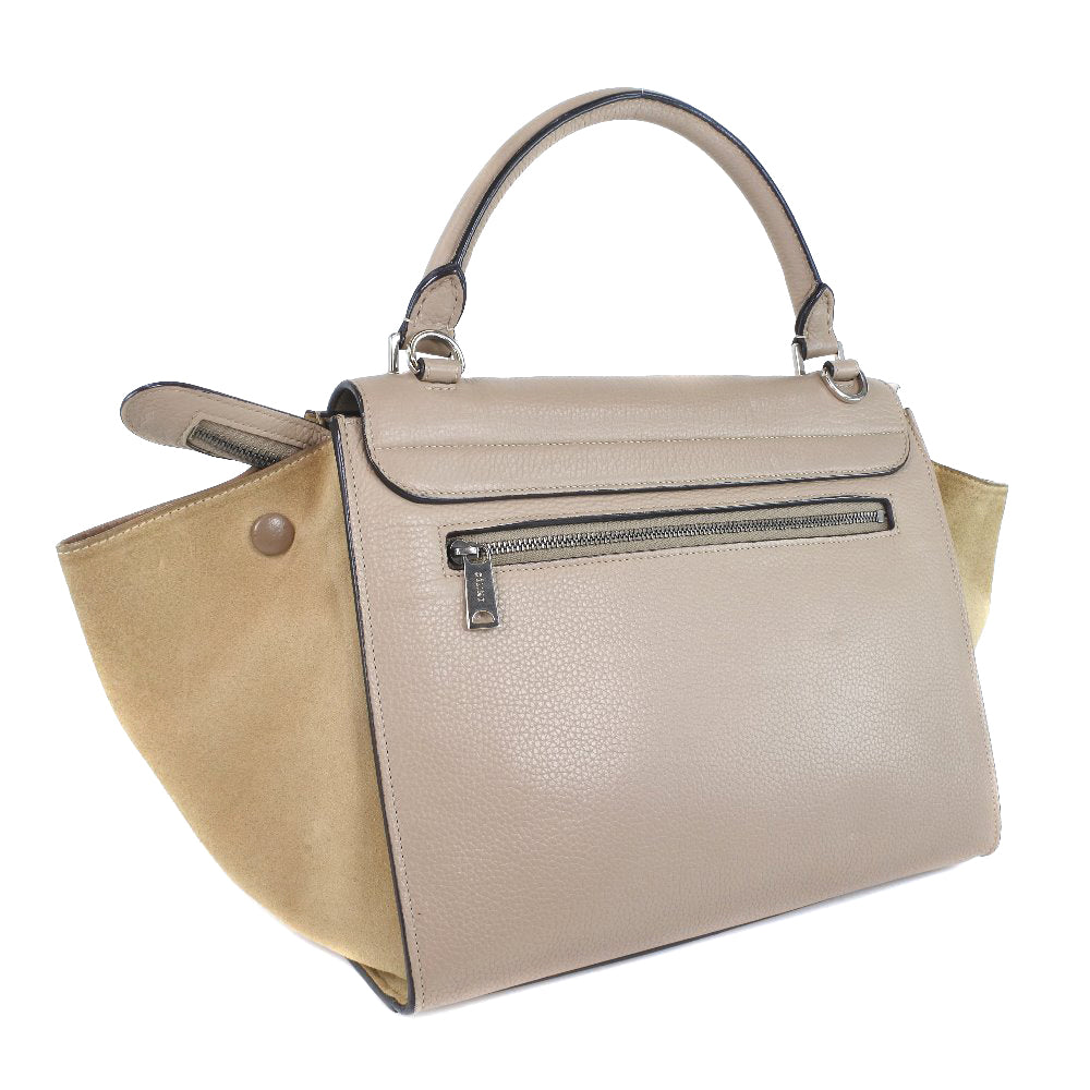 CELINE Handbag. Leather, Suede pink beige 2WAYShoulder Trapeze Women