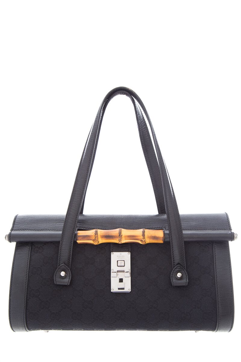 Gucci Bamboo Black Monogram Handbag