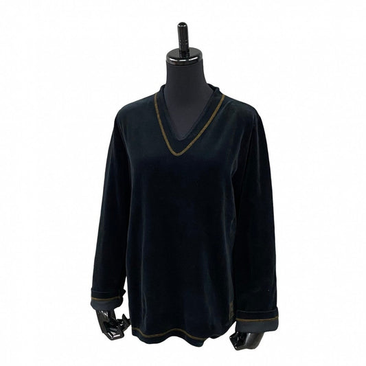 FENDI Cut Velor black FF logo stitch Women 44
