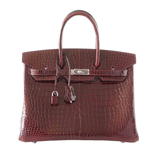 HermesBirkin 35 Bordeaux Porosus Crocodile Bag