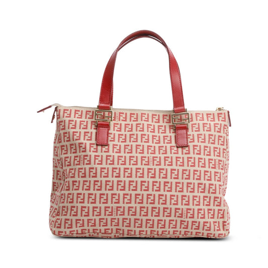 Fendi Red Zucchino FF Canvas   Tote