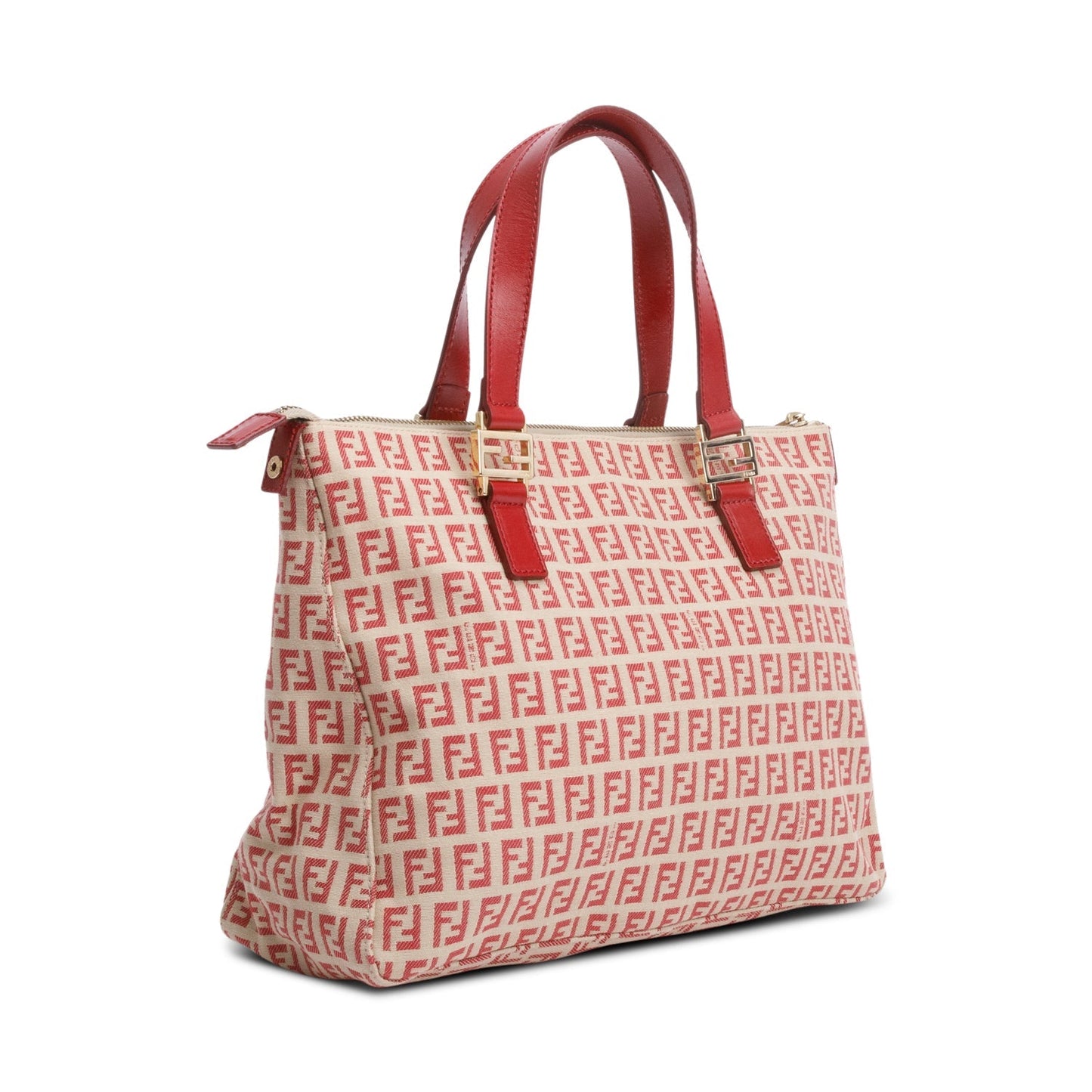 Fendi Red Zucchino FF Canvas   Tote