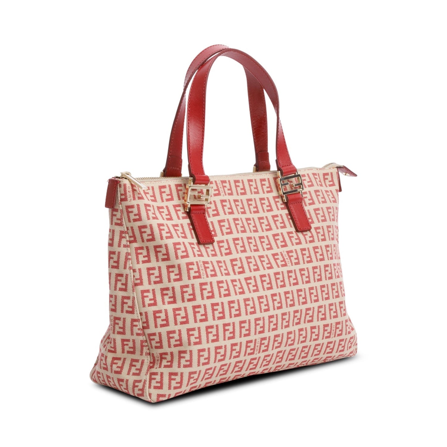Fendi Red Zucchino FF Canvas   Tote