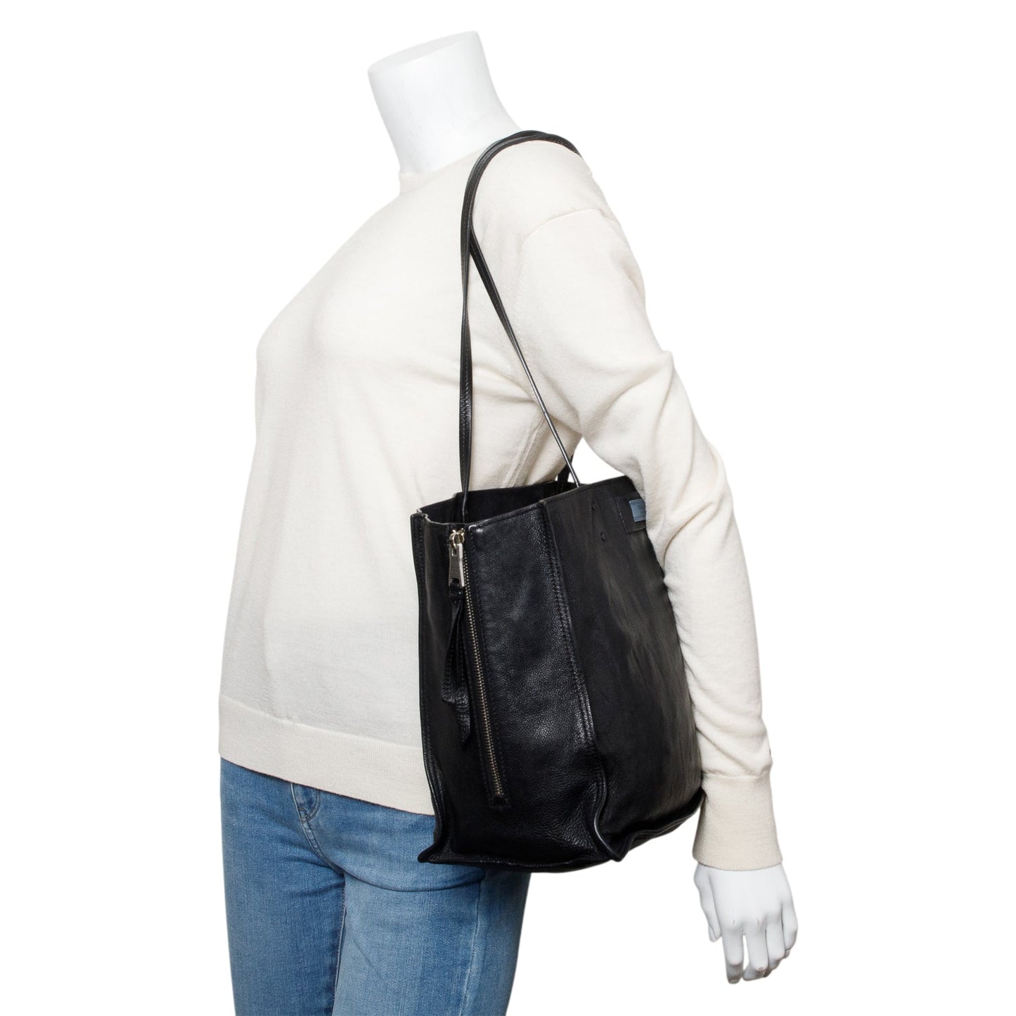 Prada Black Glace Calf Etiquette Tote Bag