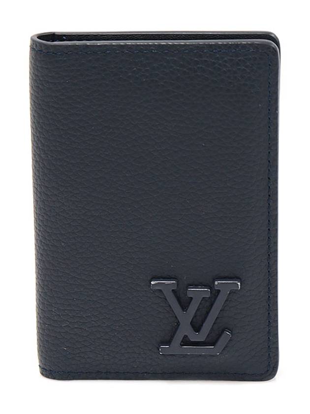 Luxury Saint Laurent Trending 2026 M69979 Ink Blue Grain Calfskin LV Aerogram Pocket Organizer Card Holder