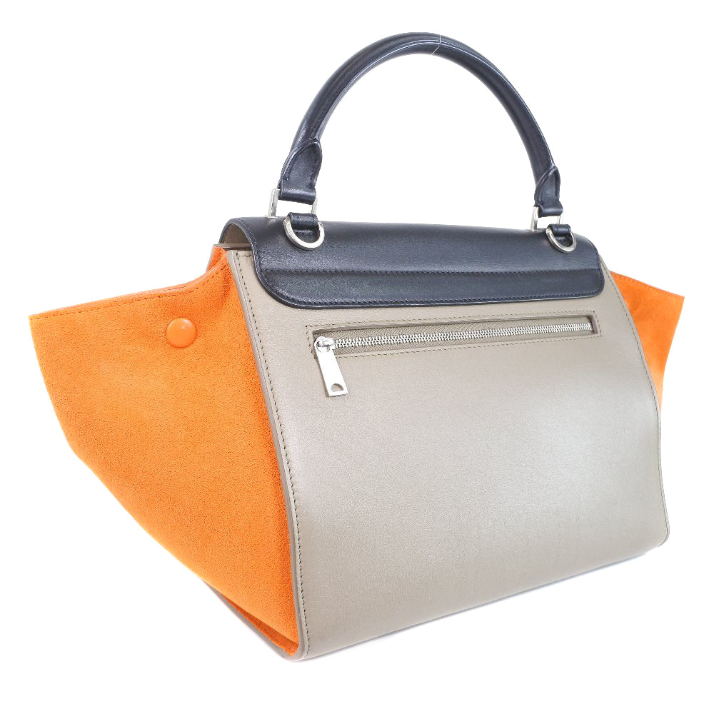 CELINE Handbag Calfskin, suede black 2WAY bag Trapeze Women