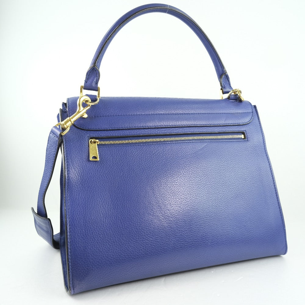 CELINE Handbag Calfskin Blue 2WAYShoulder Trapeze Women