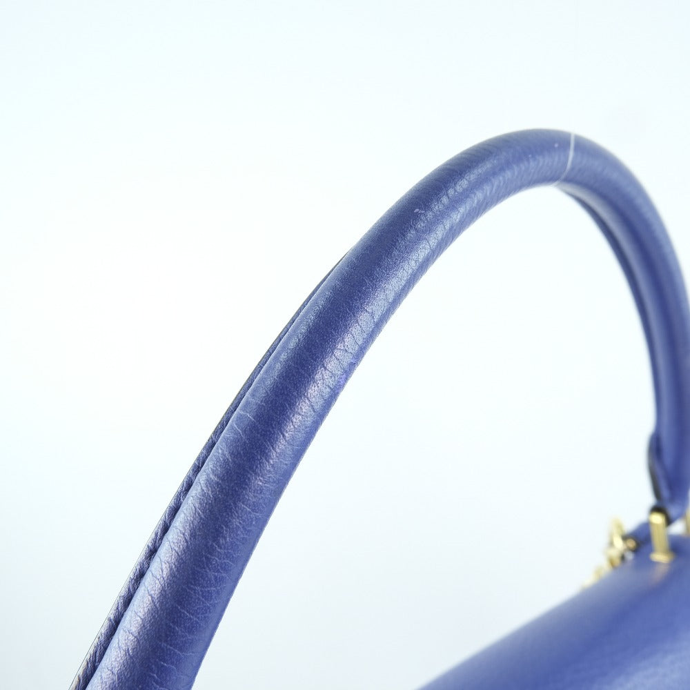 CELINE Handbag Calfskin Blue 2WAYShoulder Trapeze Women