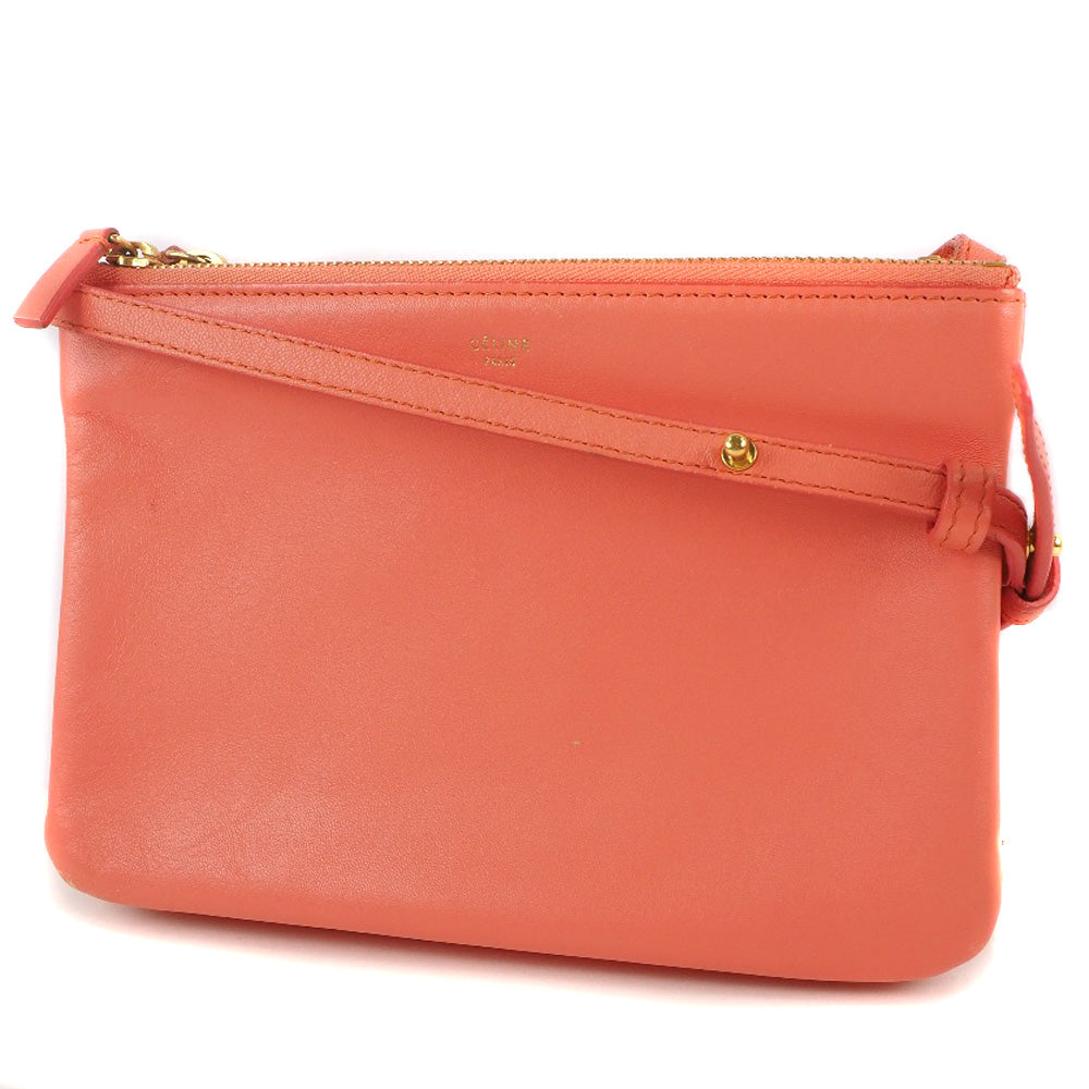 CELINE Shoulder Bag lambskin Coral pink Trios Mall Women