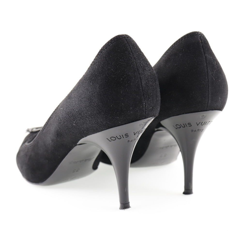 LOUIS VUITTON pumps Suede black ribbon Women 35